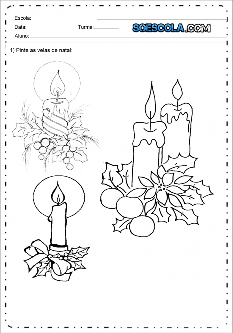 Desenhos de Velas de Natal para colorir e imprimir SÓ ESCOLA