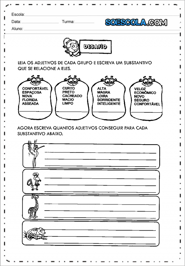 Atividades Adjetivos Para Imprimir E Copiar S Escola