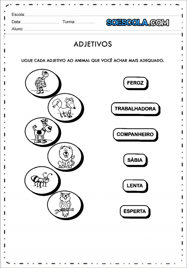 Atividades adjetivos para imprimir e copiar SÓ ESCOLA