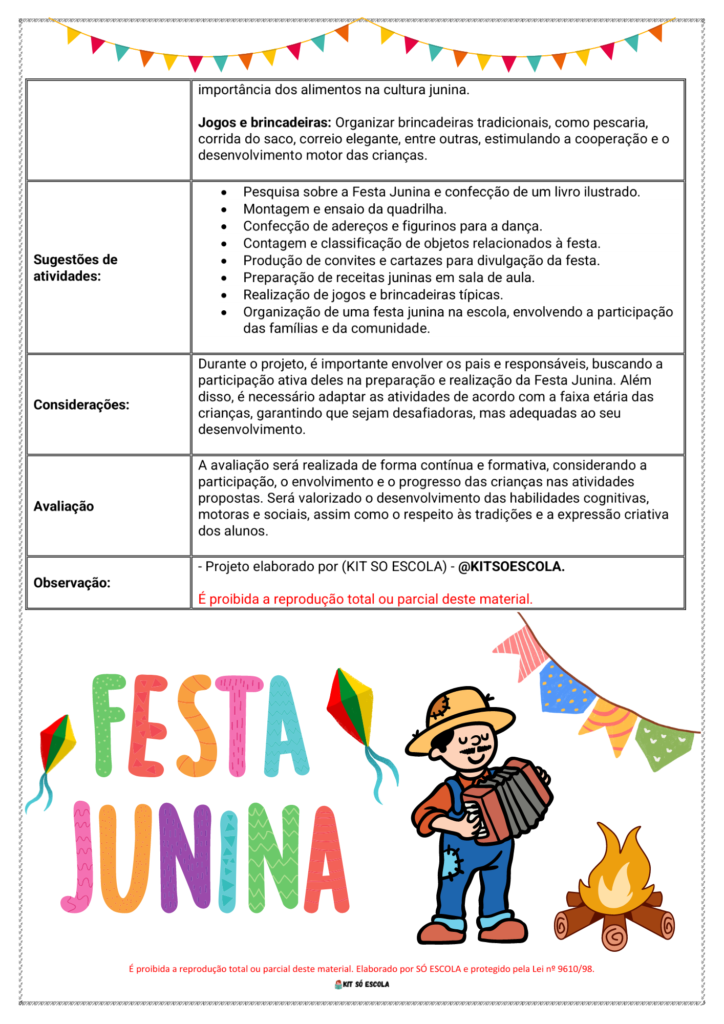 Projeto Festa Junina 1º ano SÓ ESCOLA