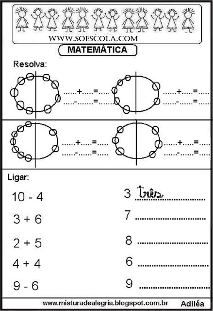 atividade de matematica series iniciais alfabetizacao imprimir SÓ