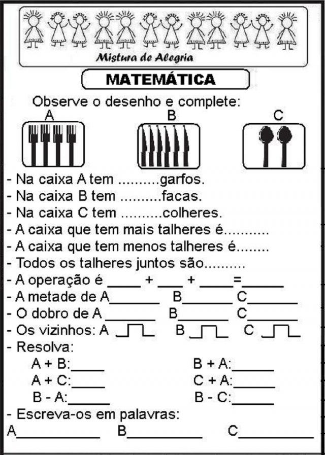 Atividade De Matematica Series Iniciais Alfabetizacao Imprimir