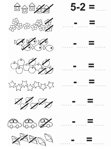 Atividades de sequência numérica, atividades de soma, atividades de subtração, atividades de adição com dominó, atividades de quantidades, atividades de raciocínio, pequenos desafios matemáticos.