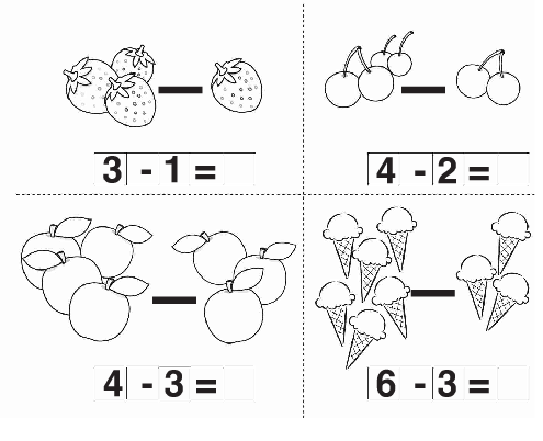 Atividades de sequência numérica, atividades de soma, atividades de subtração, atividades de adição com dominó, atividades de quantidades, atividades de raciocínio, pequenos desafios matemáticos.