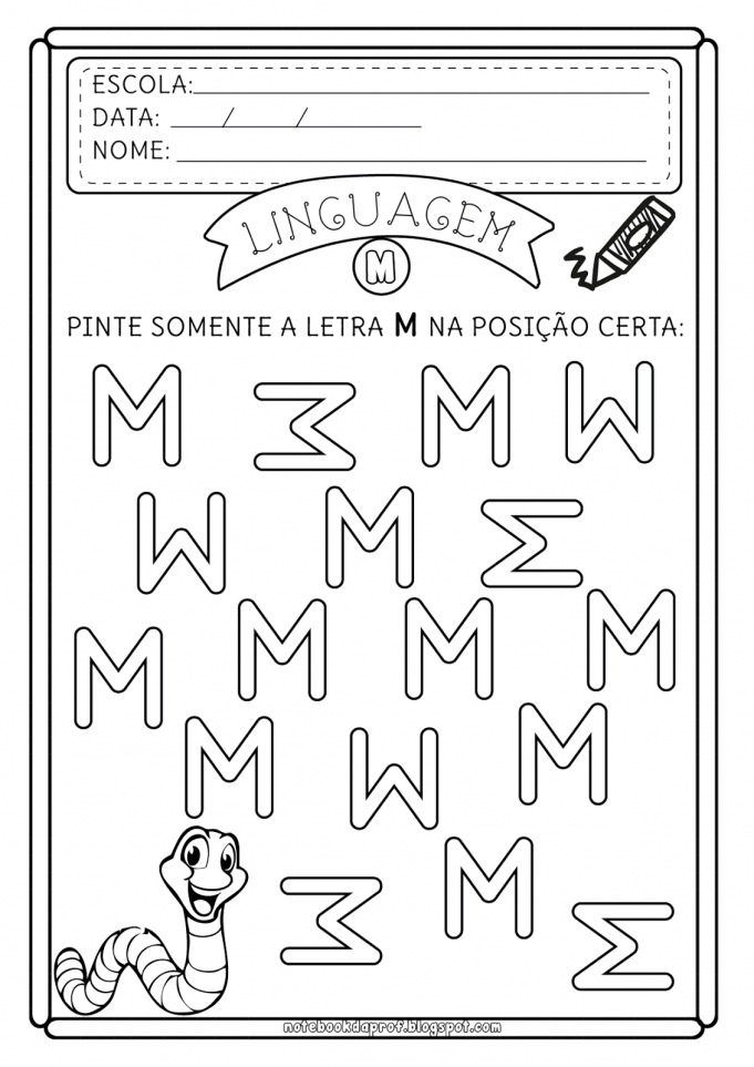 Atividades com letras M - Reconhecendo a Grafia - SÓ ESCOLA