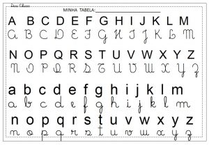 Tabela do Alfabeto para imprimir com letras Maiúsculas e Minusculas