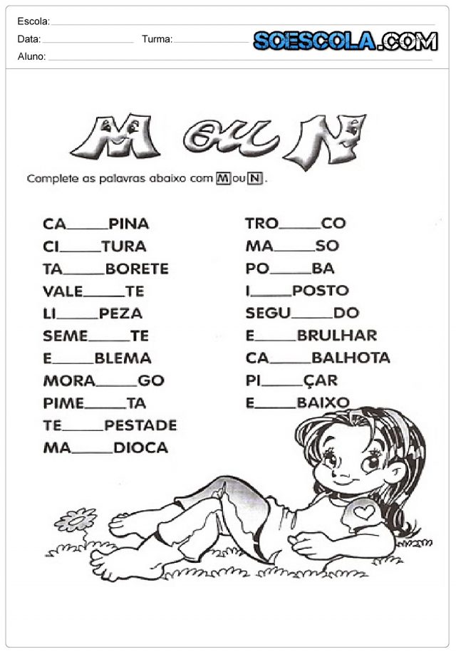 Atividades De Ortografia Com M Ou N Para Imprimir S Escola