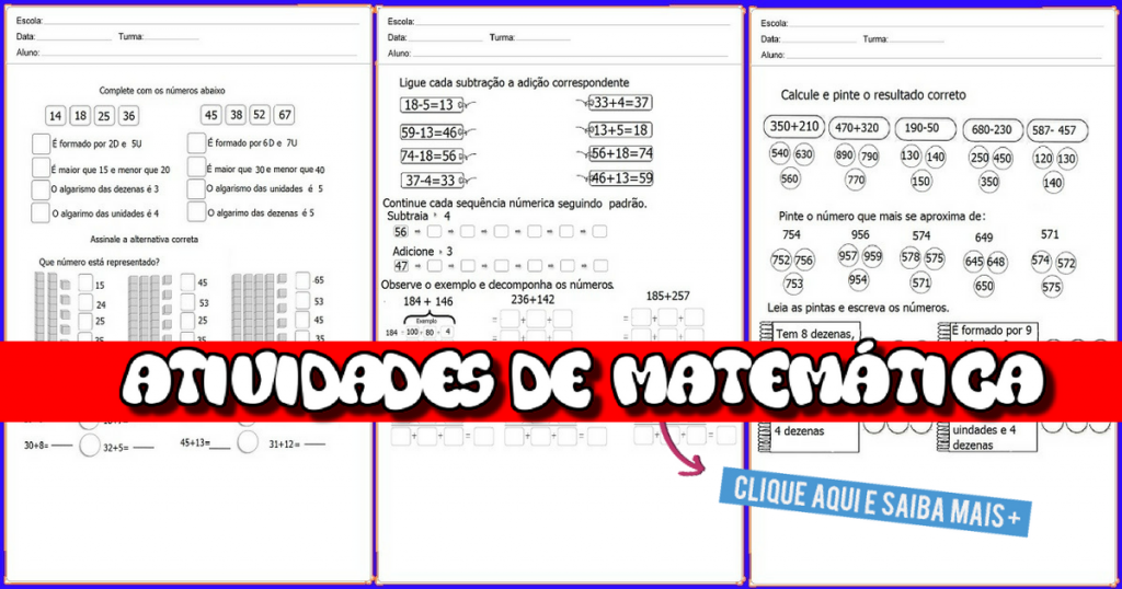 Atividades de Matemática - Subtração e Adição