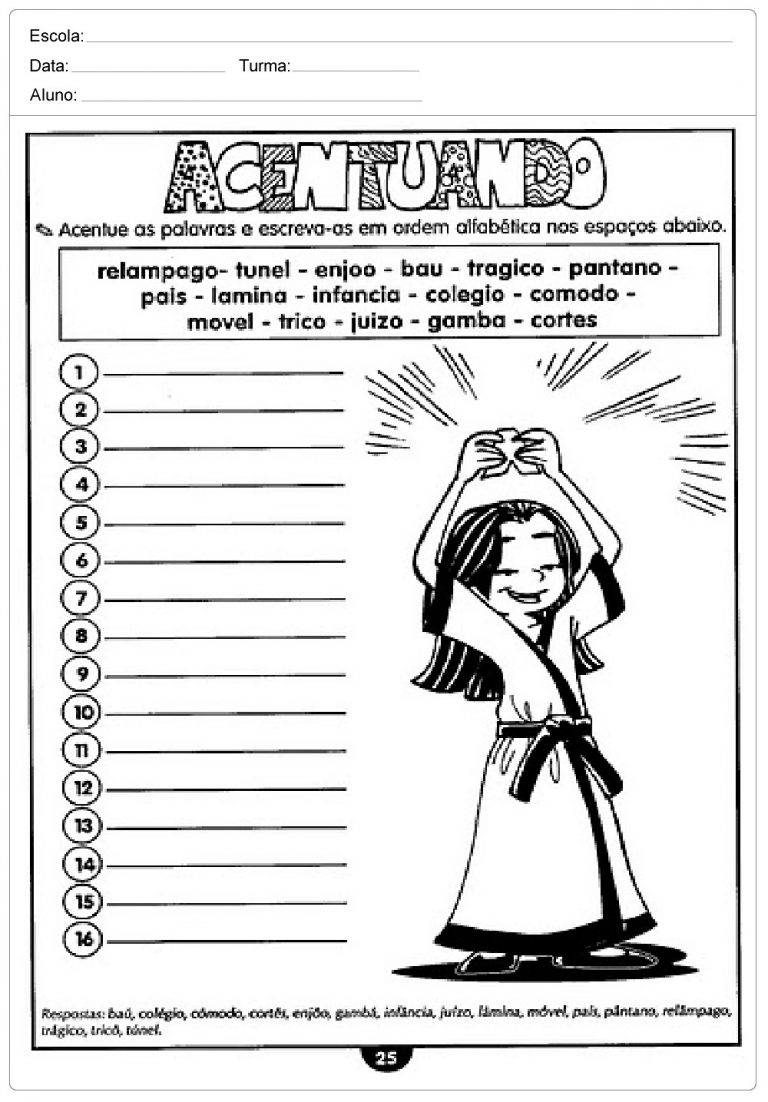 Exercícios de português sobre Acentuação Gráfica. - SÓ ESCOLA