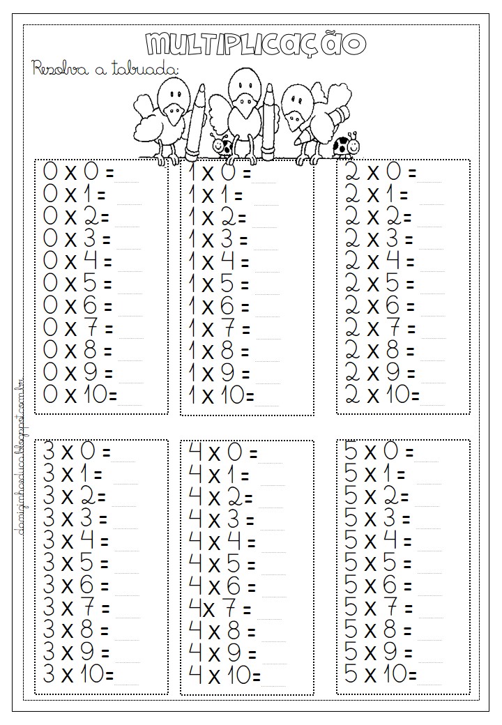 Atividades De Multiplicação Para Imprimir — SÓ Escola