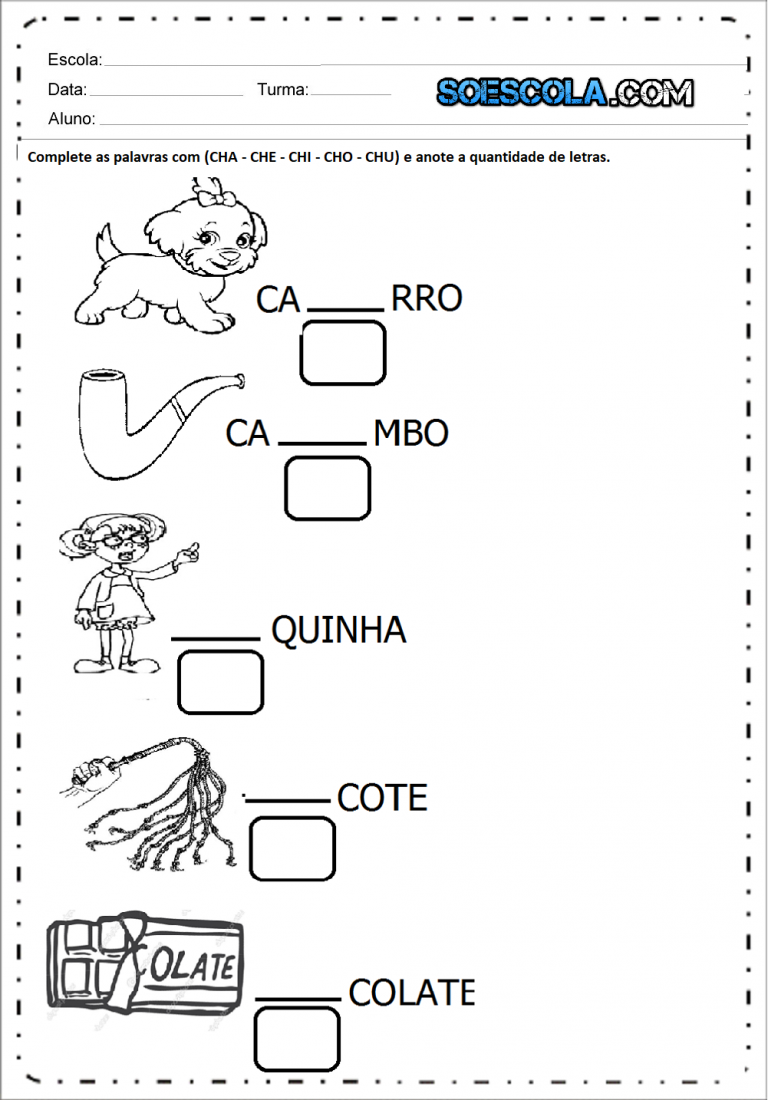 Atividades Com CH Para Imprimir - Atividades Educativas - Series Iniciais.