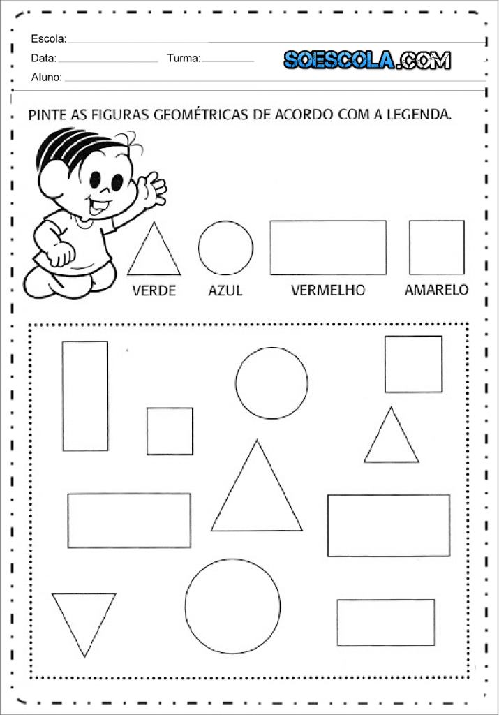 Pinte Conforme A Legenda - Atividades Formas Geométricas. — SÓ ESCOLA