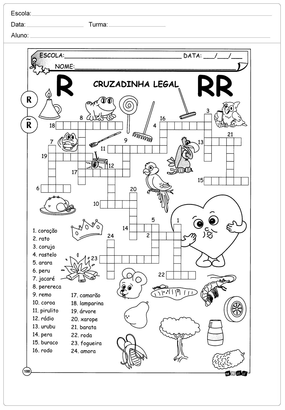 Complete as palavras com R ou RR - Atividades de Português para
