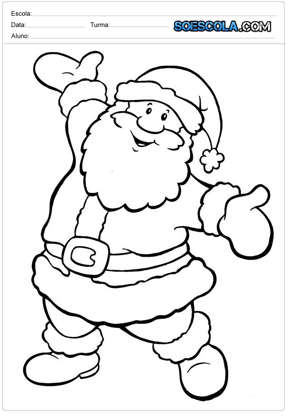 Desenho de Pai Natal a saudar para Colorir - Colorir.com