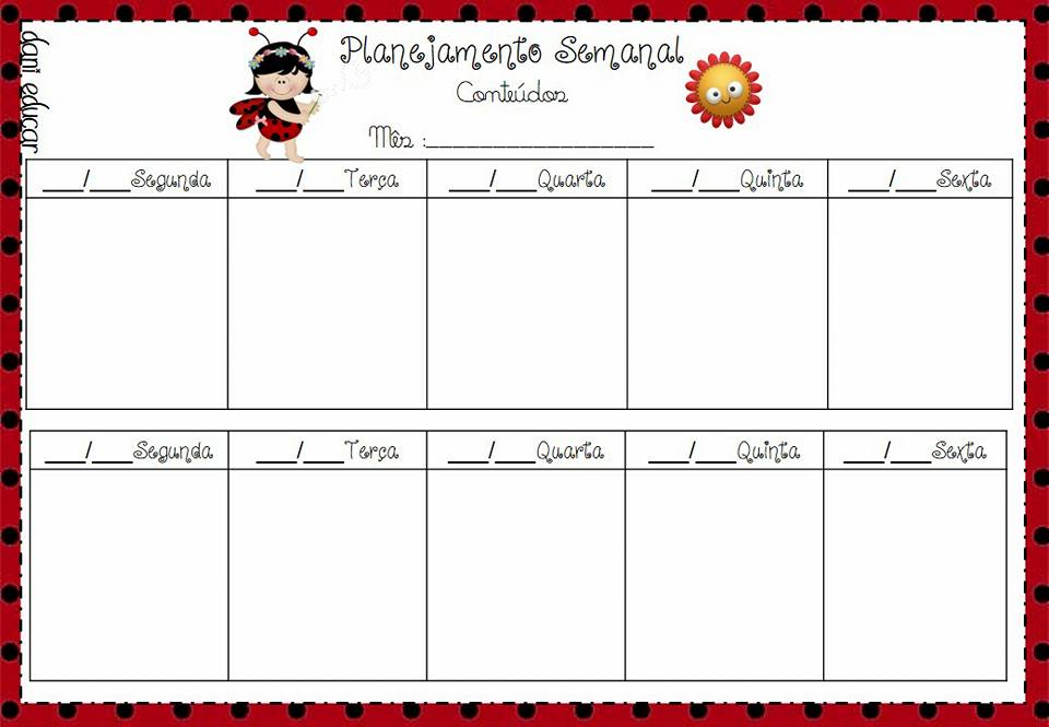 Modelos De Planejamento Semanal — SÓ Escola 3733