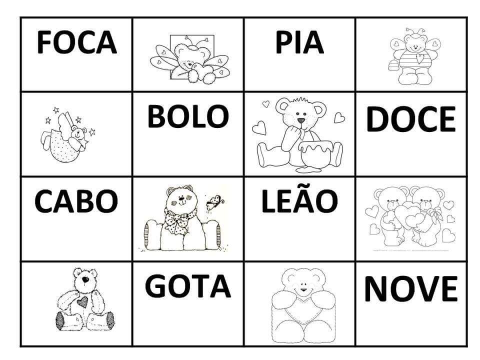 Bingo de Palavras jogo de alfabetização