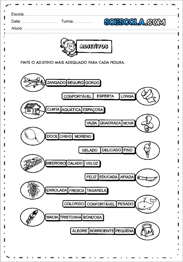 Atividades Com Adjetivos Para Imprimir E Copiar SÓ Escola 2022 0807