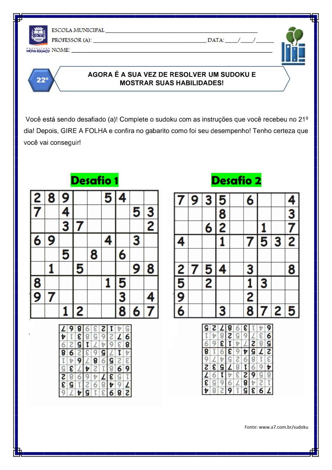 Atividades Sudoku 5 Ano, PDF