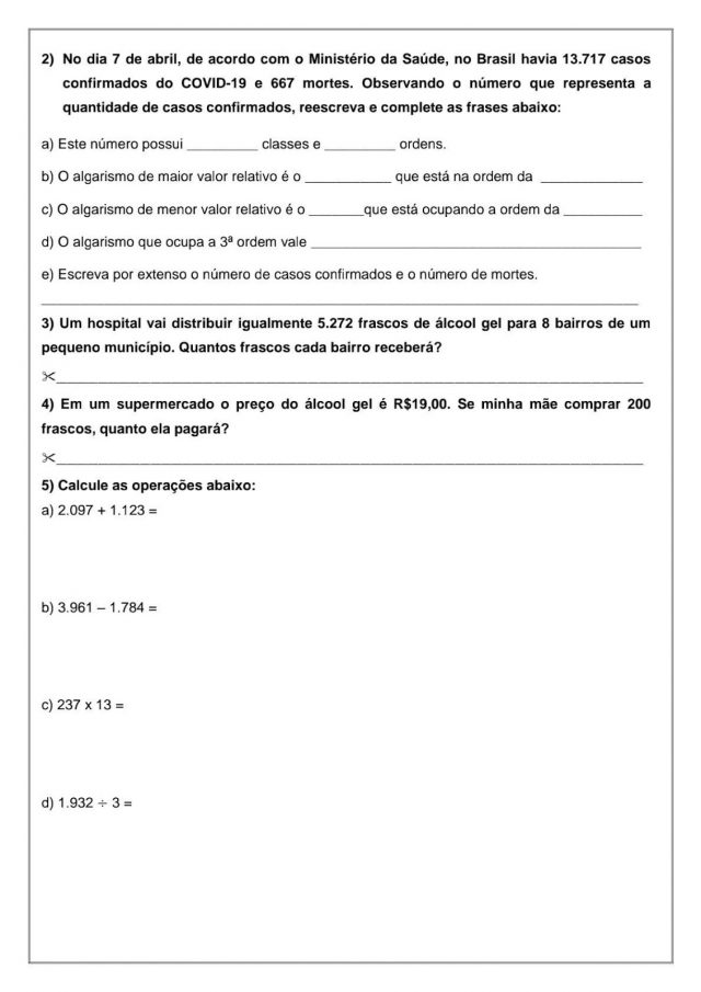 Atividades Para Quarentena 5 Ano S ESCOLA