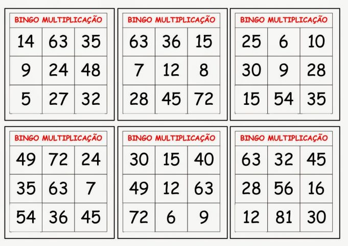 Atividades Bingo Da Multiplica O Para Imprimir S Escola