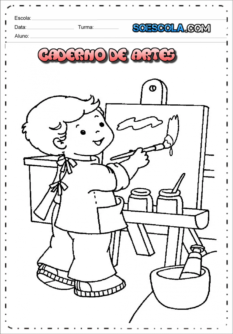Capas De Caderno De Artes Para Imprimir E Colorir SÓ Escola 3784