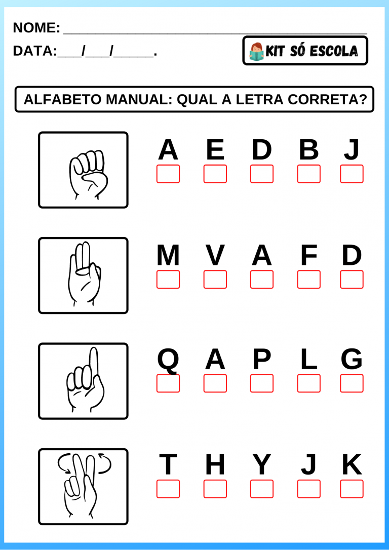 Atividades De Libras - Atividades Educativas - SÓ ESCOLA