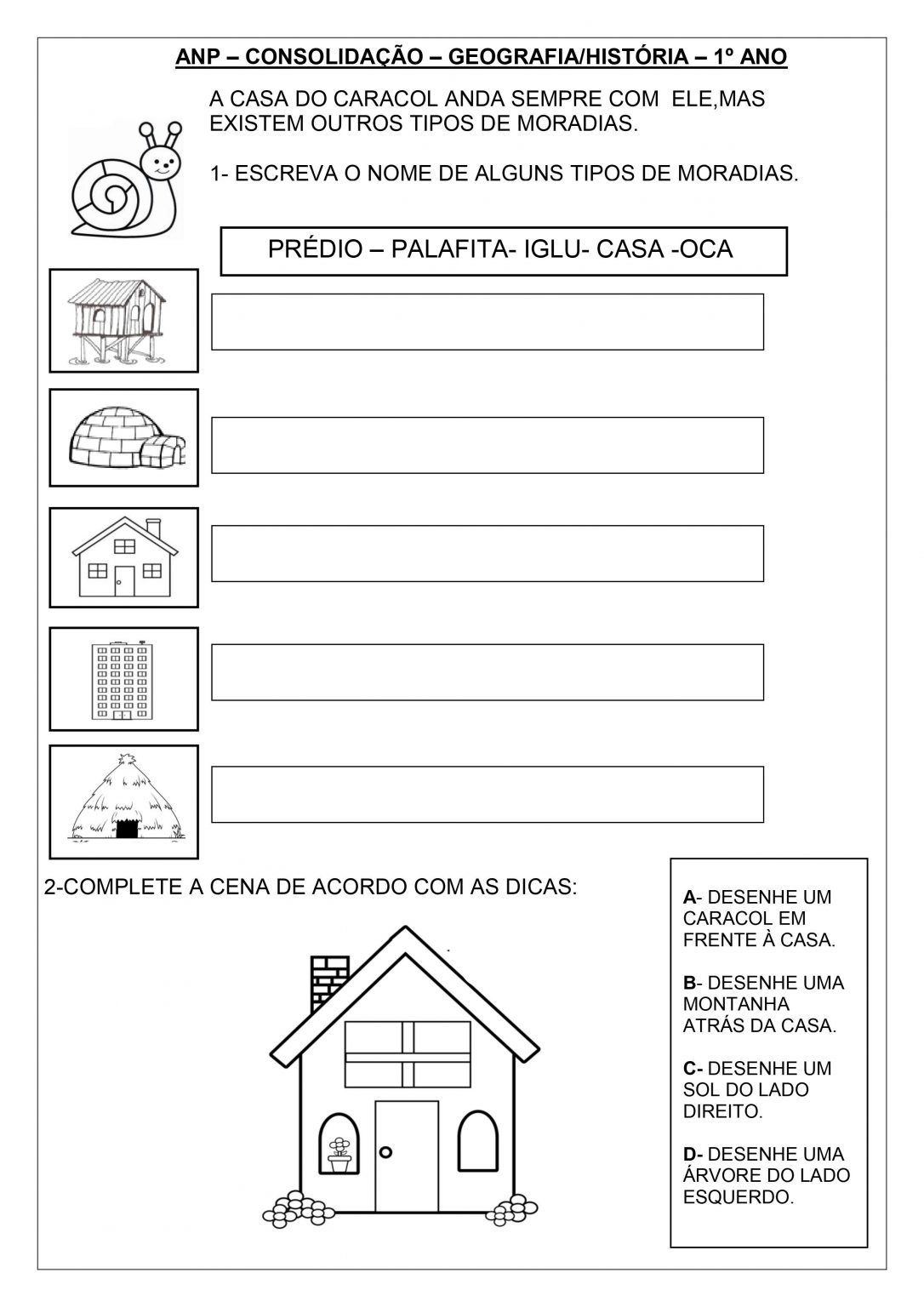 Atividades De Geografia E História Para 1 Ano: Para Imprimir - FOLHA 01 ...