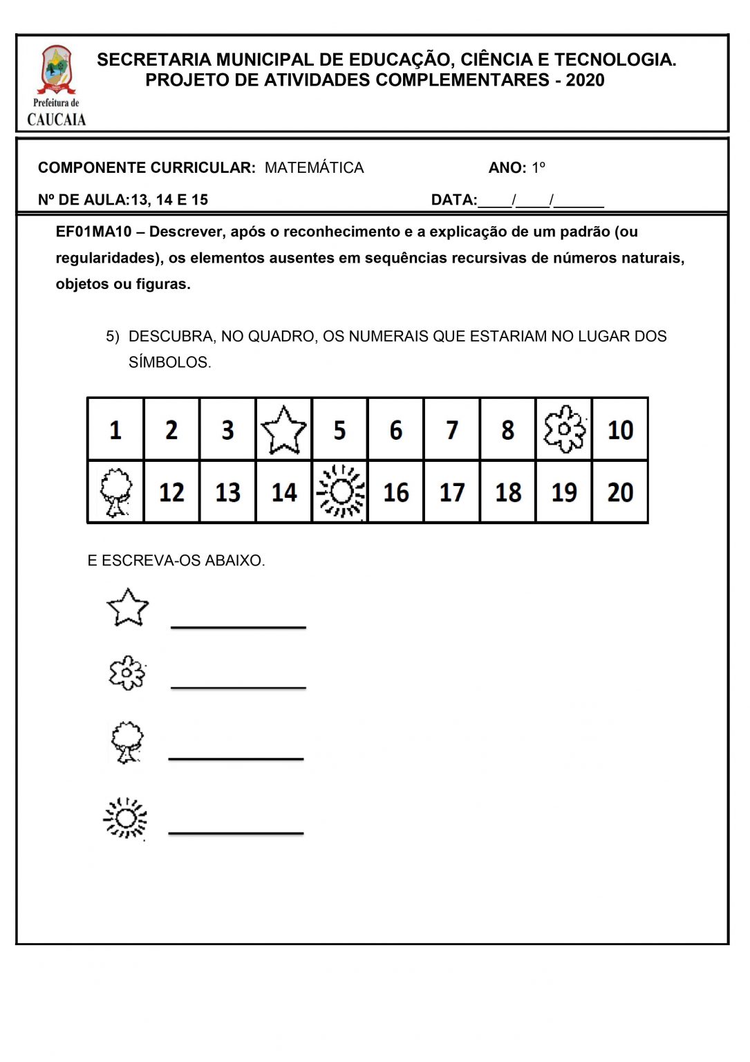 Atividades de Matemática ano BNCC Para imprimir SÓ ESCOLA