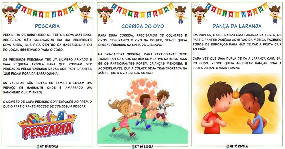 Brincadeiras juninas para imprimir