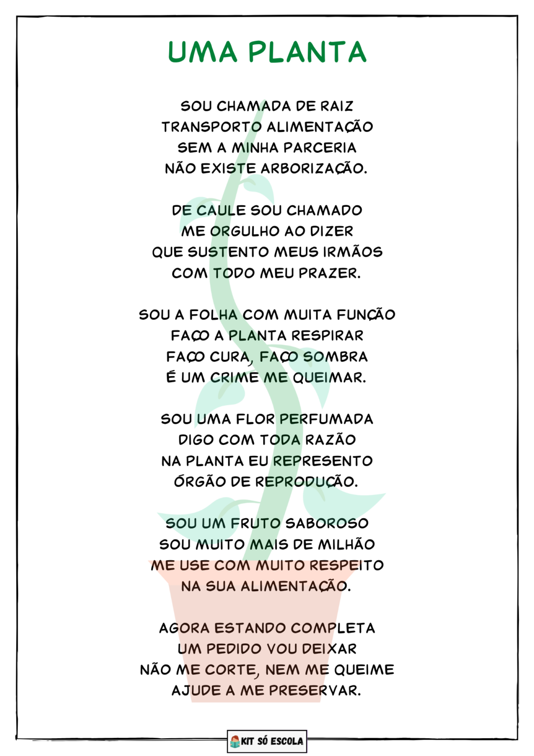 Uma Planta Poema Meio Ambiente — SÓ Escola 9939