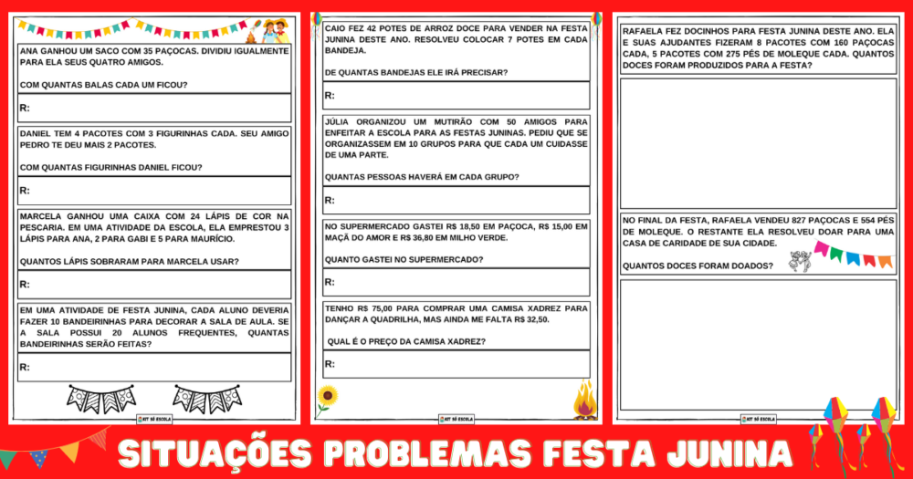 Situa Es Problemas Festa Junina S Escola