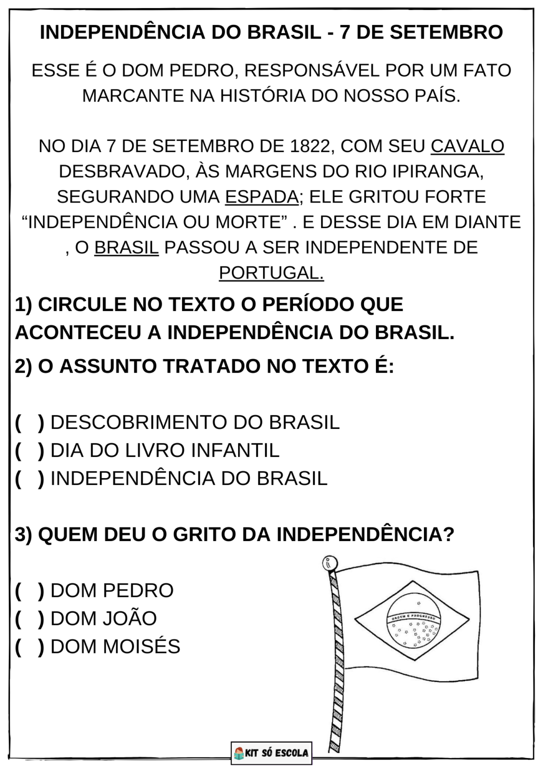 Sequência De Atividades Independência Do Brasil — SÓ Escola 4222