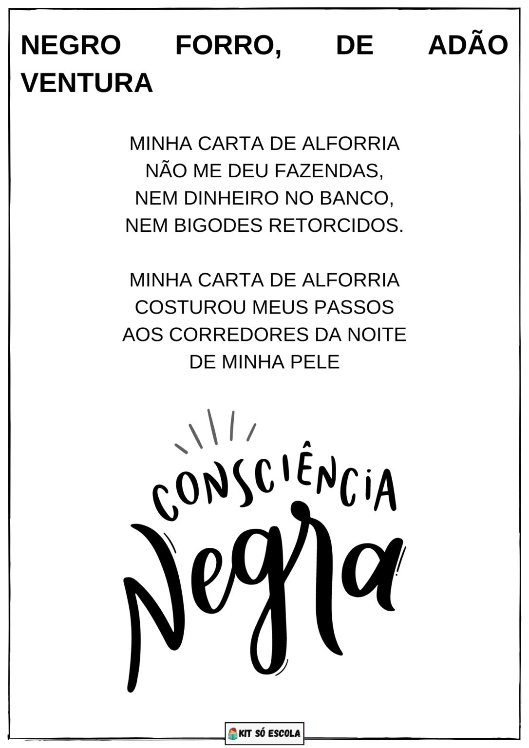 Poemas para trabalhar o Dia da Consciência Negra SÓ ESCOLA