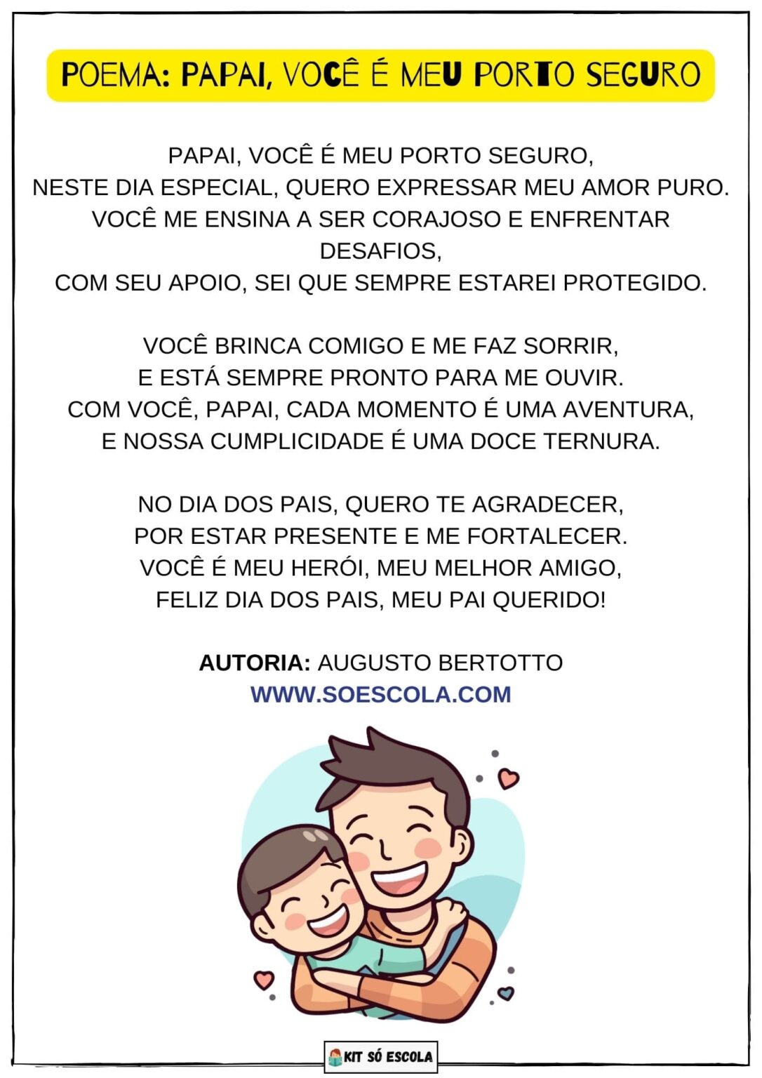 Poemas Dia dos Pais SÓ ESCOLA