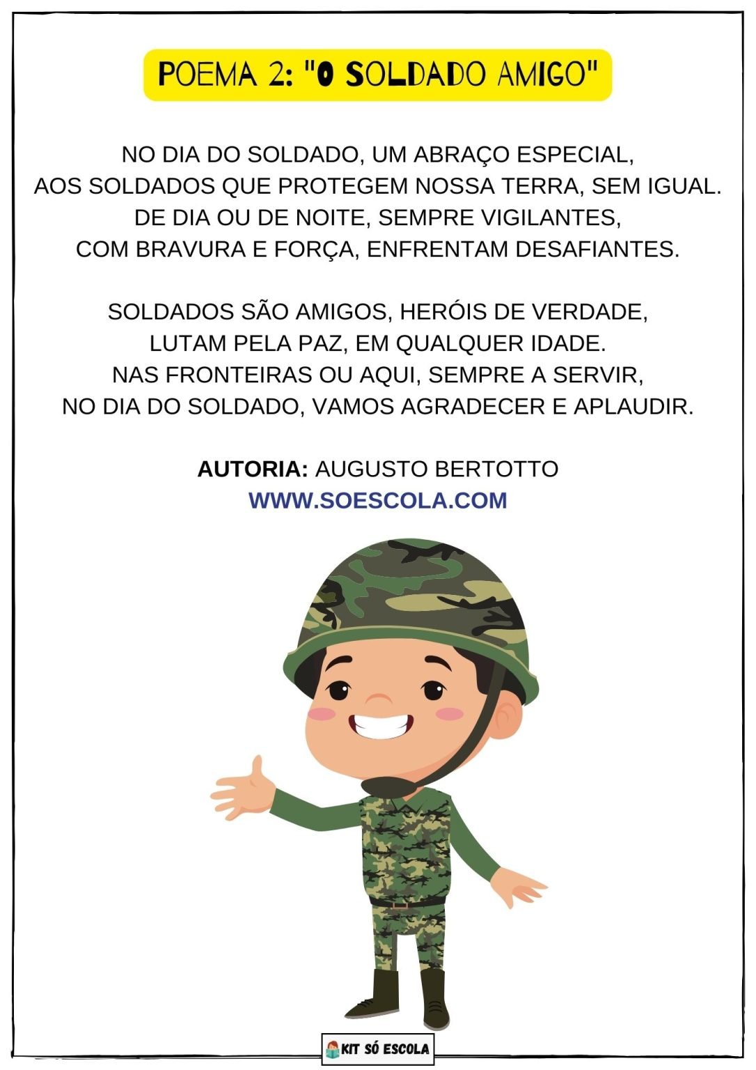 6 Poemas sobre o Dia do Soldado - SÓ ESCOLA