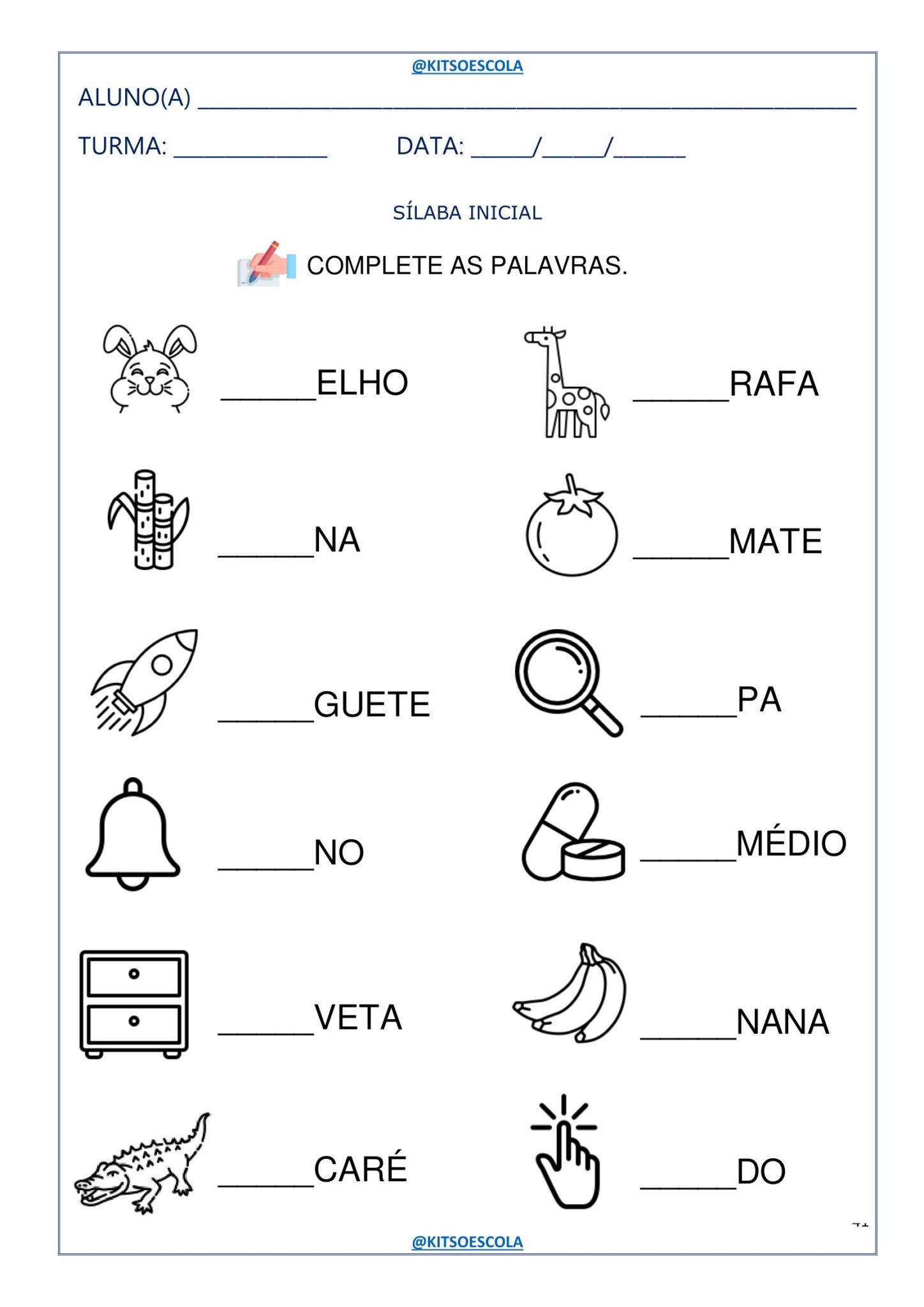 Avaliação Diagnóstica Alfabetização: 15 atividades - SÓ ESCOLA